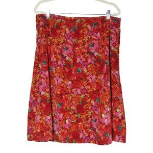 VTG 90s Y2K  Eddie Bauer Floral CORDUROY skirt Grunge Cottagecore Orange 14